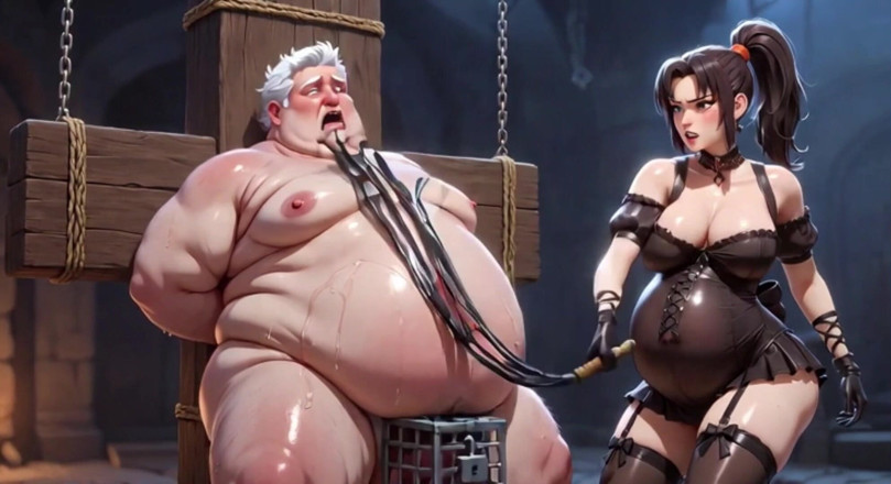 Anime Hentai: Dominatrix Whips Bound Slaves Caged Penis - Extreme Humiliation