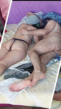 Sensual Massage of a Hot Couple with Oil on the Body. Foreplay in the Bedroom with an Amateur Couple.