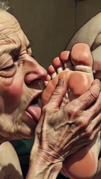 90-jarige oma likt en zuigt bbw grote voeten - erg opgewonden