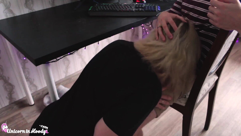 Unicorn In Hoodie: Gave blowjob to stepbrother while he was playing PC and...