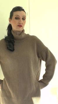 Cum on My Sweater! Lady Victoria Valente in a Thick Turtleneck Sweater