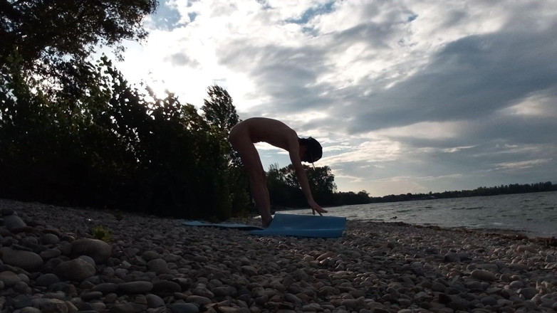 Jon Arteen: Slender Nudist Boy Does Yoga Nude on a Naturist Beach....