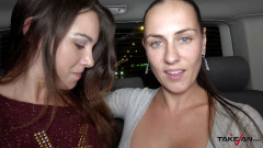 Take Van: Foursome in driving car with Mea Melone Wendy Moon & big...