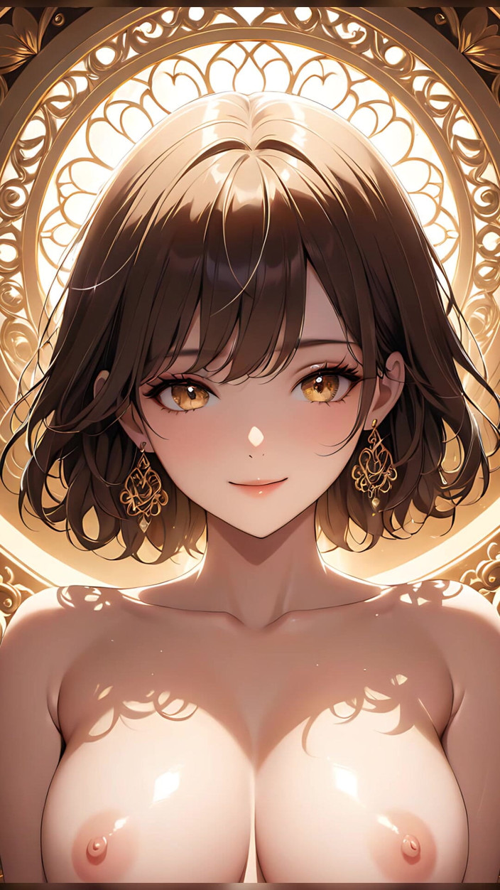 LustRender: Ai artistico nudo - bella donna che sorride fiutamente, circondata dalla...