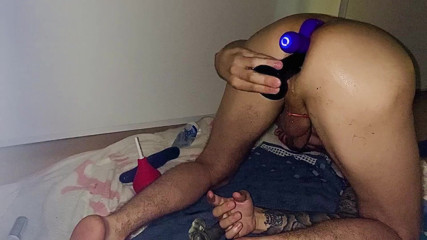 Elijahanal: Teen gets 2 dildos anal