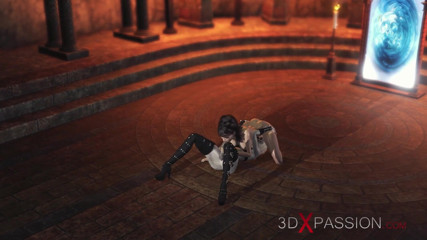 3dxpassion-transgender: Čarodějnice 3D dickgirl šuká sexy dívku v temném hradě