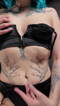 Tattooed Blue Hair Babe Wants Your Attention - Powerful Magic Wand Orgasm on Camera