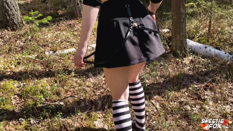 Sweetie Fox: Redhead deep sucking and doggystyle fucking in the forest