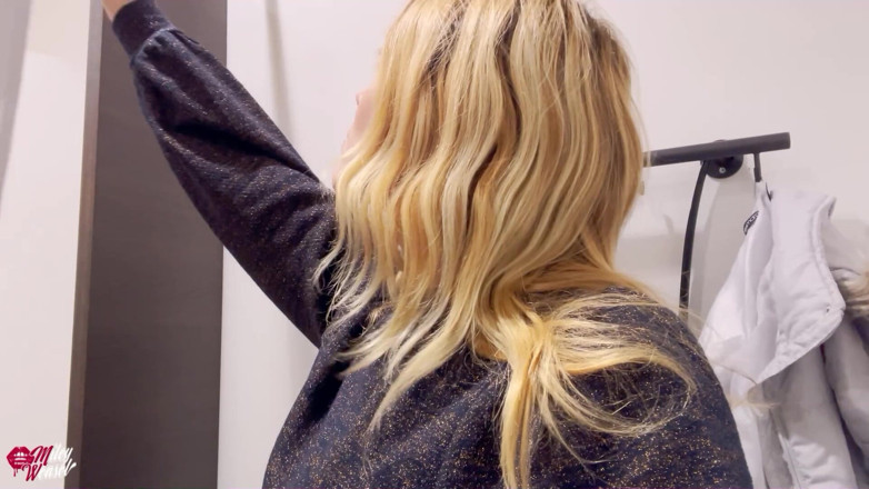 Miley Weasel: Blonde Slut with Plug in Ass in the Locker Room