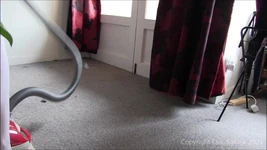 Vacuuming in White Pantihose