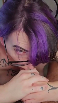 Purple Hair Trans Hottie Violet Valentine Takes Huge Cock Deep
