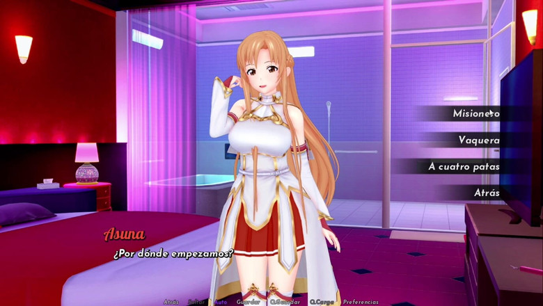 Monkylufy: Isekai Brothel chơi trò chơi với Asuna Yuuki