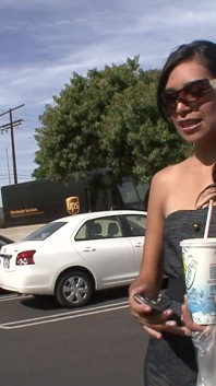 Brunette teen gets fucked after pickup by older dude