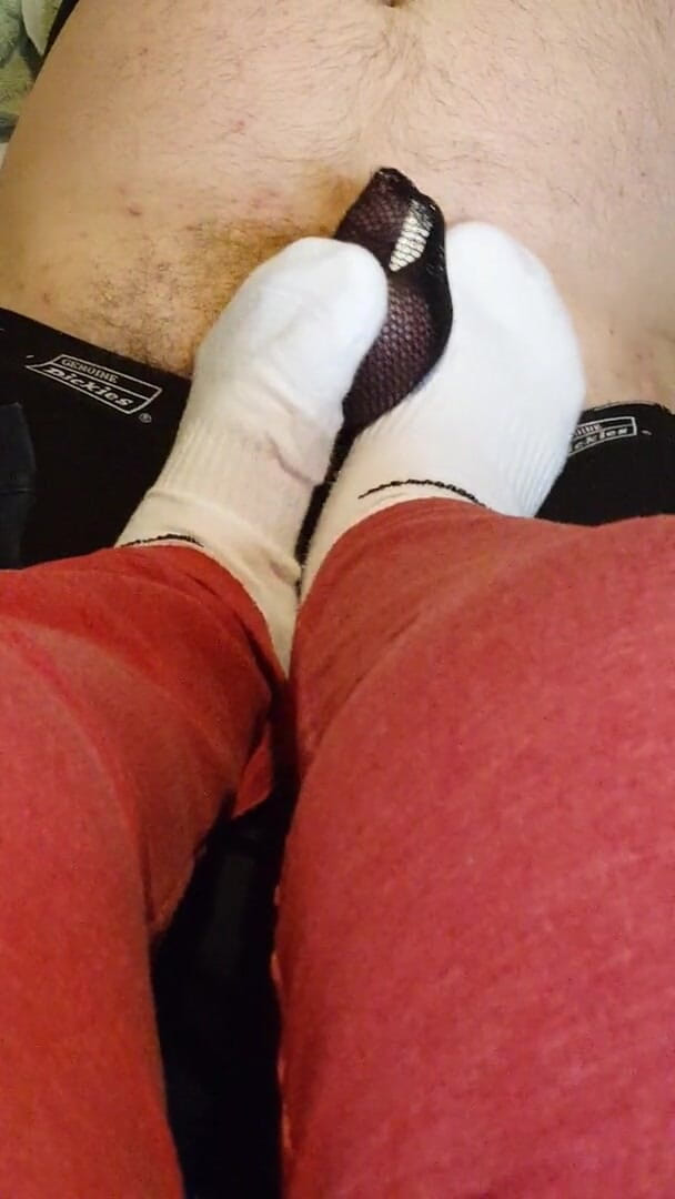 Miss Sock trampler: Stomping jeho ptáka mými bílými ponožkami