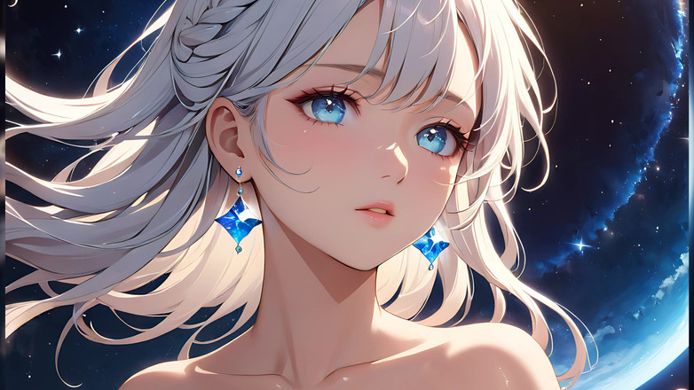 LustRender: Cosmic Serenity : une belle jeune femme avec de la poussière...