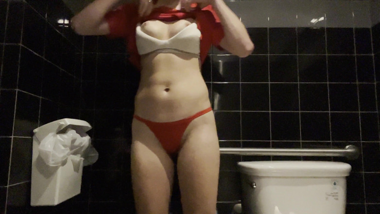 Breezy Sweet: Waitress Makes Herself Cum in Restaurant Bathroom
