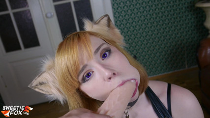 Sweetie Fox: Perfect ass in latex spanks and suck dildo - soft bdsm