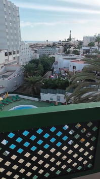 Teasing His Big Cock on Our Hotel Balcony