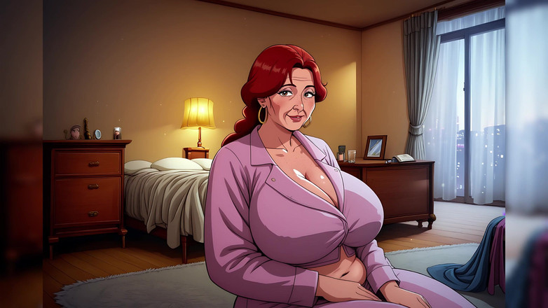 AI Porn: Ai orta yaşlı seksi kadın evde kızıl saçlılar