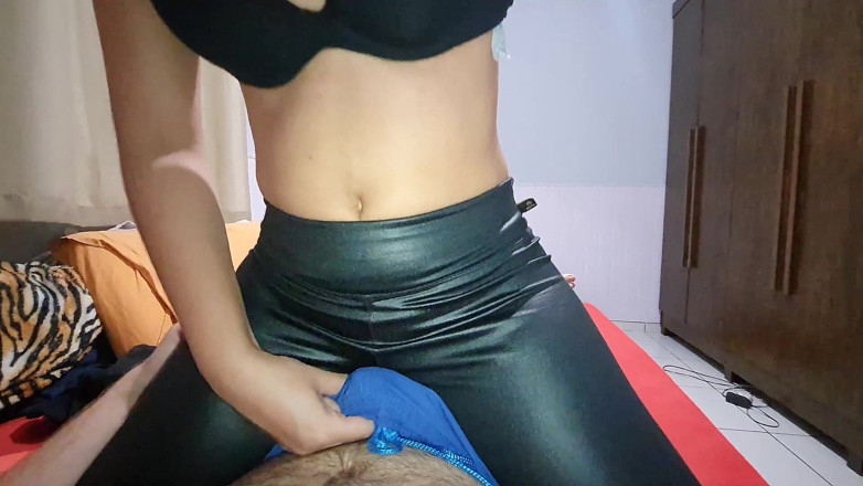 College-couple: Pink hair, leather leggings, assjob cum in pants, lapdance grinding...