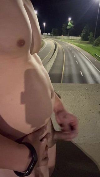 Asian Muscle Hunk Strips Naked on the Bridge - Ripped Flexing & Massive Cumshot