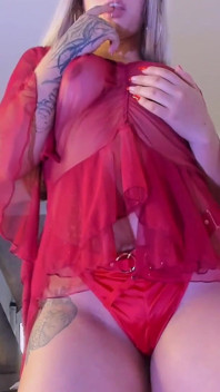 A Delicious Latina in Red Lingerie Shows You Her Tits