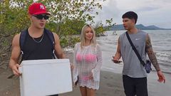 Danner Mendez: Threesome on the Beach with Stepbrothers - Danner Mendez - Tatiana Alvarez -...