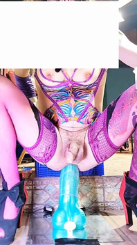 Cute TS Sissy Transgender Sexy Lingerie Riding Big Anal Dildo Without Panties