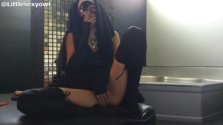 Littlesexyowl: Naughty nun is fucked and cums inside her teen pussy...