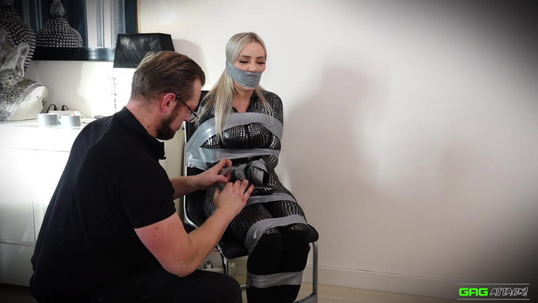 Gag Attack: Captured superheroine