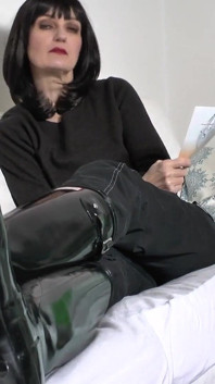 Lick Stepmother's Shiny Rubber Boots and Cum on Rubber Boots Lady Victoria Valente