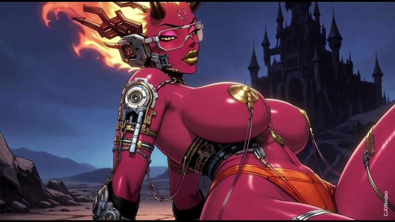 Hot girl dancing: 94. 炎のセクシーポーズのホットデーモン(AIアニメ)