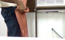 Satin and silky: Дрочка руками з помаранчевою атласною шовковистою шторою в офісі (36)
