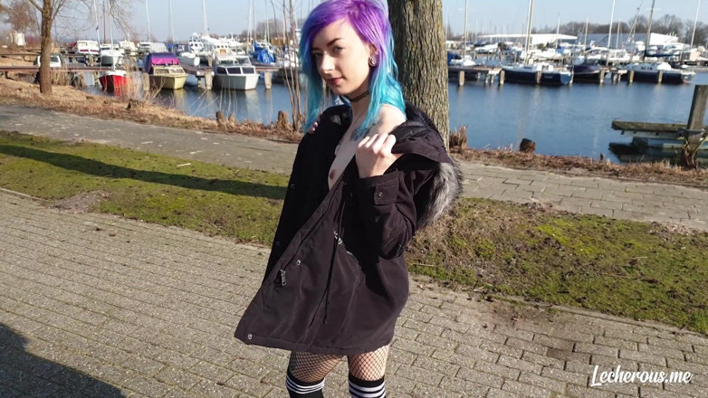 Lecherous: Alisha flashing and getting naked at the marina