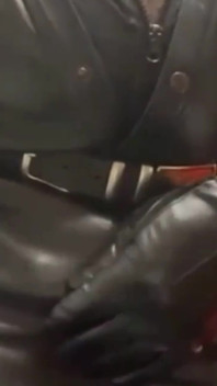 Leather Muscle Dad Smoking Solo Cock Scene