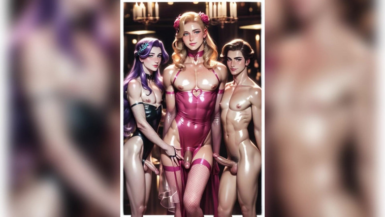 Shemale AI Porn: Групповой трах шмеля-кроссдрессера