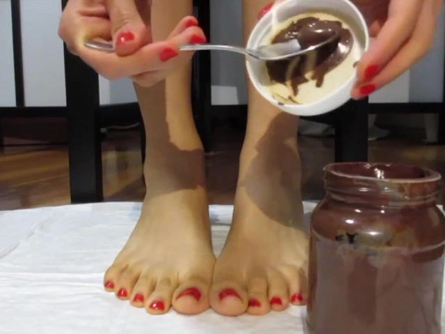 My Feet with Varnished Nails, All Covered with Chocolate Cream (Rebecca Diamante Erotic Femdom)