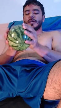 Come and Cum While You Watch Me Masturbate and Cum While Fucking This Watermelon