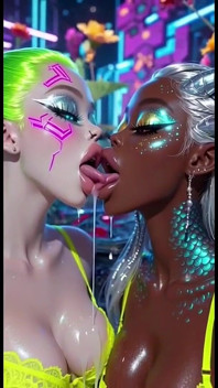 Funny Lesbians Tongue and Kiss Fetish, Ai Animation