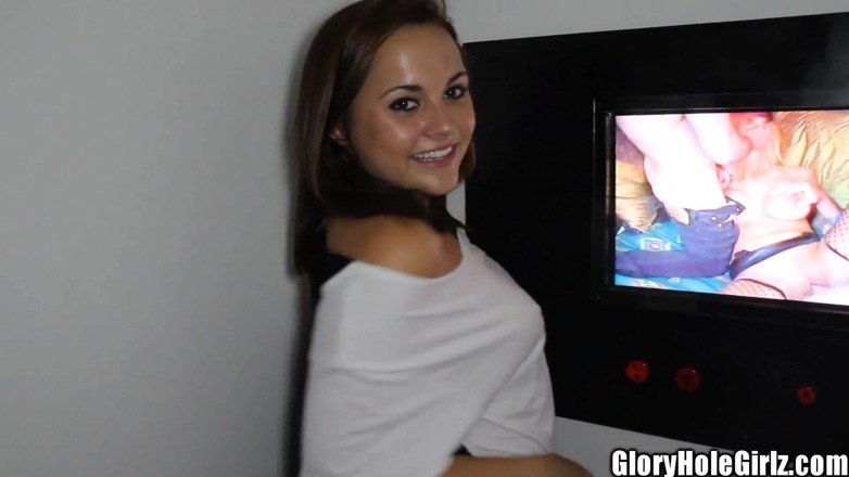 Glory Hole Girlz: Small Boob Cute Stepdaddy's Girl Swallows Glory Dick