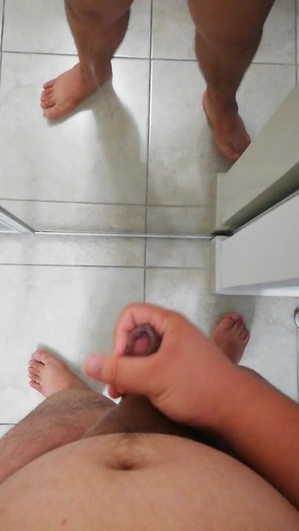 Cock vids and only cock vids.: ぽっちゃり男手コキ彼の小さなコックの鏡