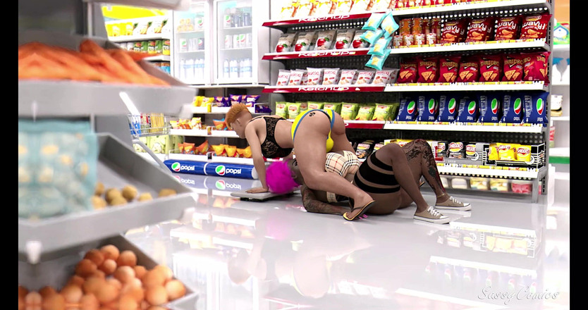 Sassy Comics Trans: Ebony Slay Queen Throat Fucked in Walmart Supermarket by Big...