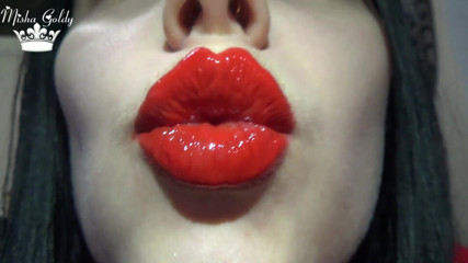 Goddess Misha Goldy: Red lips & lipgloss JOI