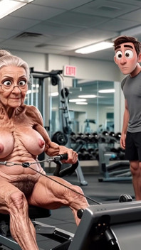 Spor salonundaki yaşlı bayanlar