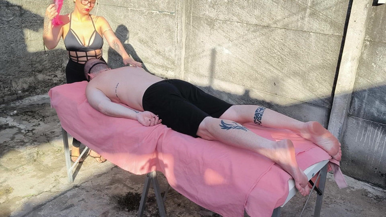 Carmona's films: Nude Massage Outdoors with Hot Blonde