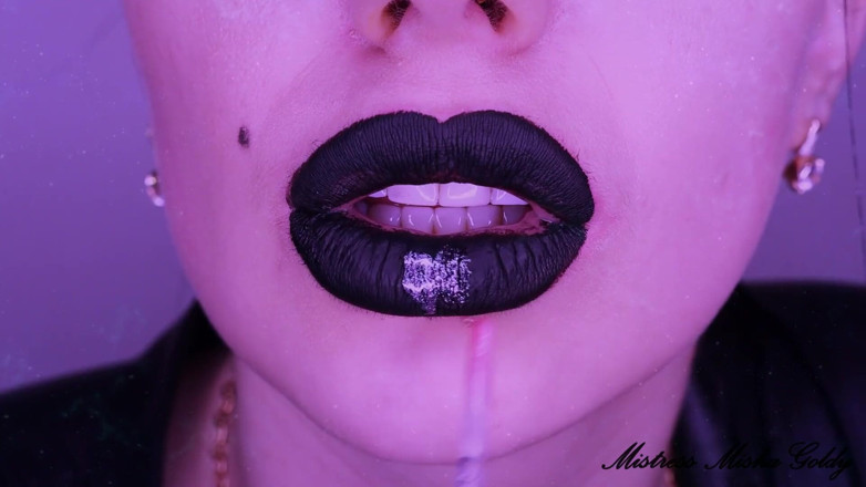 Goddess Misha Goldy: Glossy black lips get total control over you! Mesmerizing JOI