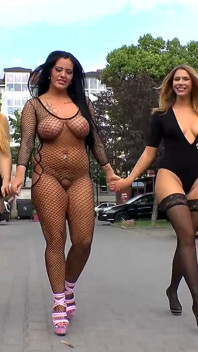Filthy Slut in Stockings Gets Drenched by Horde of Guys!