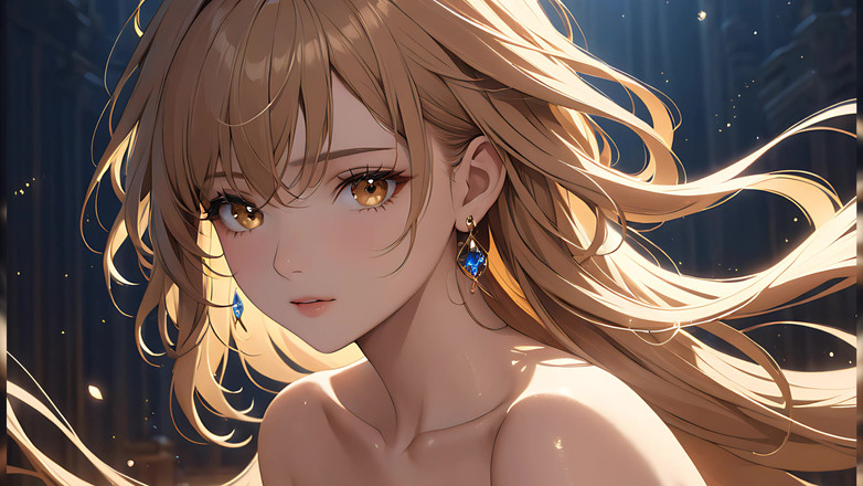 LustRender: Golden breeze: gadis cantik dengan cahaya yang menerawang