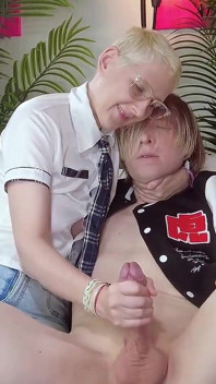 Kinky Femdom Handjob and a Hot Holding His Neck