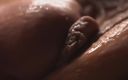 Close up fetish: The Cream Flows Out of the Pussy with Labia Like...